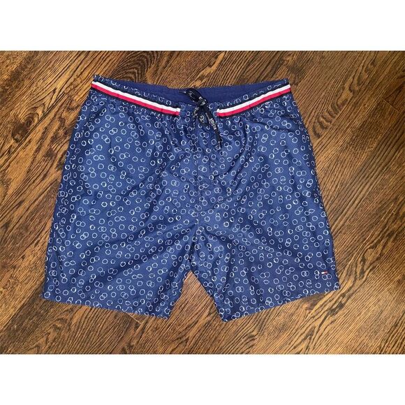 Tommy Hilfiger Men's‎ Circle Print Swim Trunk Shorts Blue Size XL - Picture 2 of 8